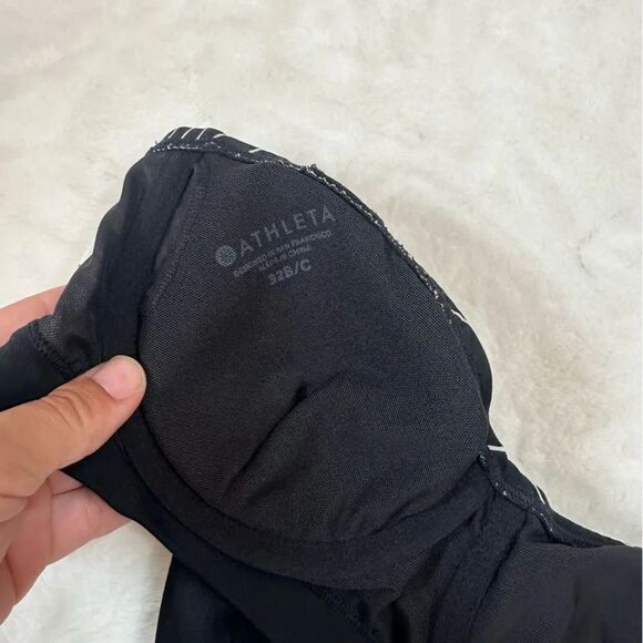 Athleta Black White Chevron Quick Dri Bikini Top Women's Size 32 B/C - Picture 6 of 7